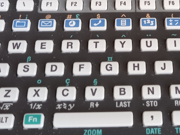 Detail of an HP100LX keyboard