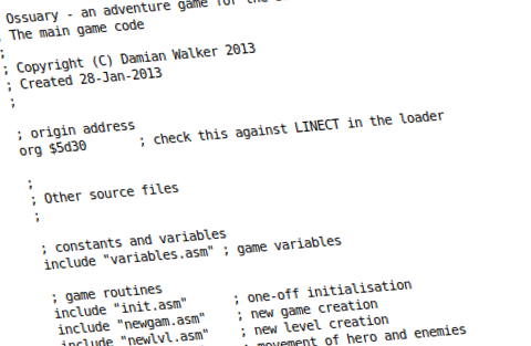 Ossuary assembly language code for the ZX Spectrum