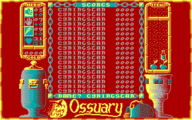 The Ossuary high score table